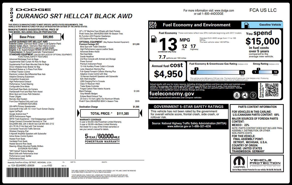 Used 2024 Dodge Durango SRT Hellcat image 8