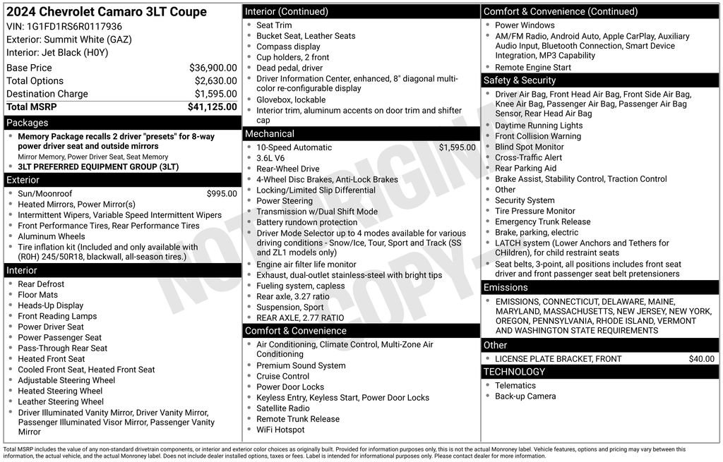 Used 2024 Chevrolet Camaro LT image 6