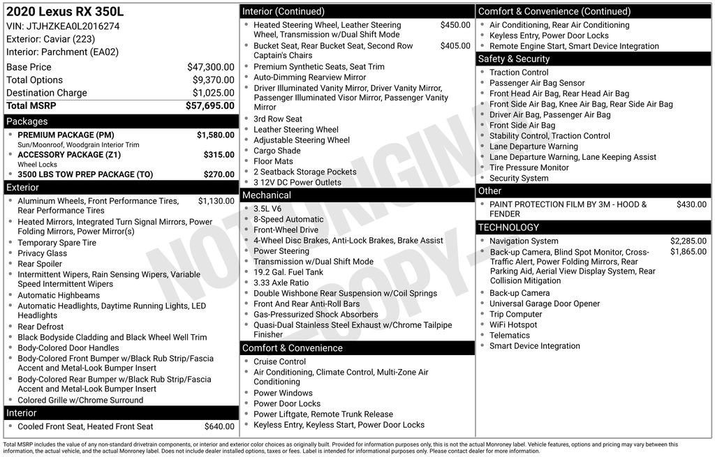 Used 2020 Lexus RX 350L FWD w/ Premium Package image 39