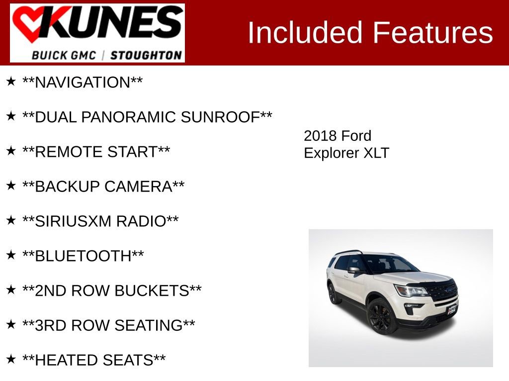 Used 2018 Ford Explorer XLT w/ XLT Appearance Package AWD/4WD image 2