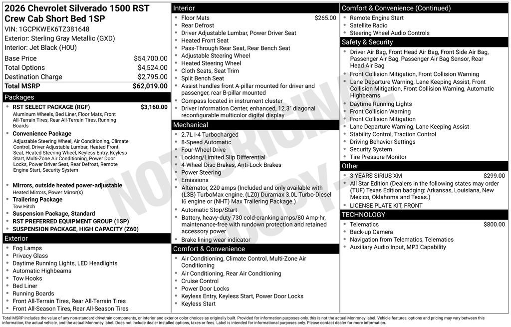 New 2026 Chevrolet Silverado 1500 RST w/ RST Select Package AWD/4WD image 35