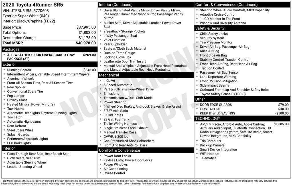 Used 2020 Toyota 4Runner SR5 AWD/4WD image 3