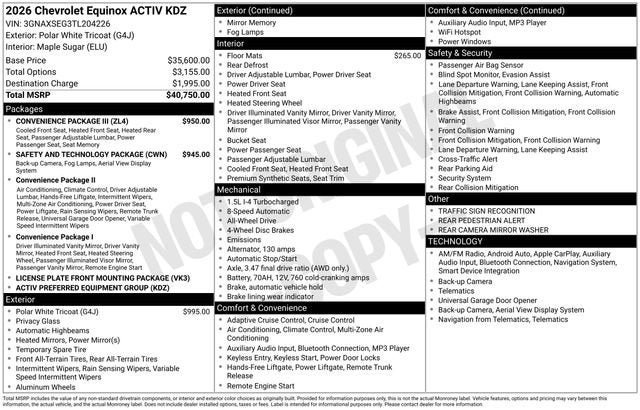 New 2026 Chevrolet Equinox ACTIV w/ Convenience Package III AWD/4WD image 22