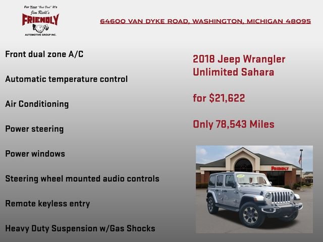 Used 2018 Jeep Wrangler Unlimited Sahara w/ Cold Weather Group AWD/4WD image 20