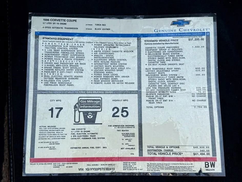 Used 1996 Chevrolet Corvette Coupe image 18