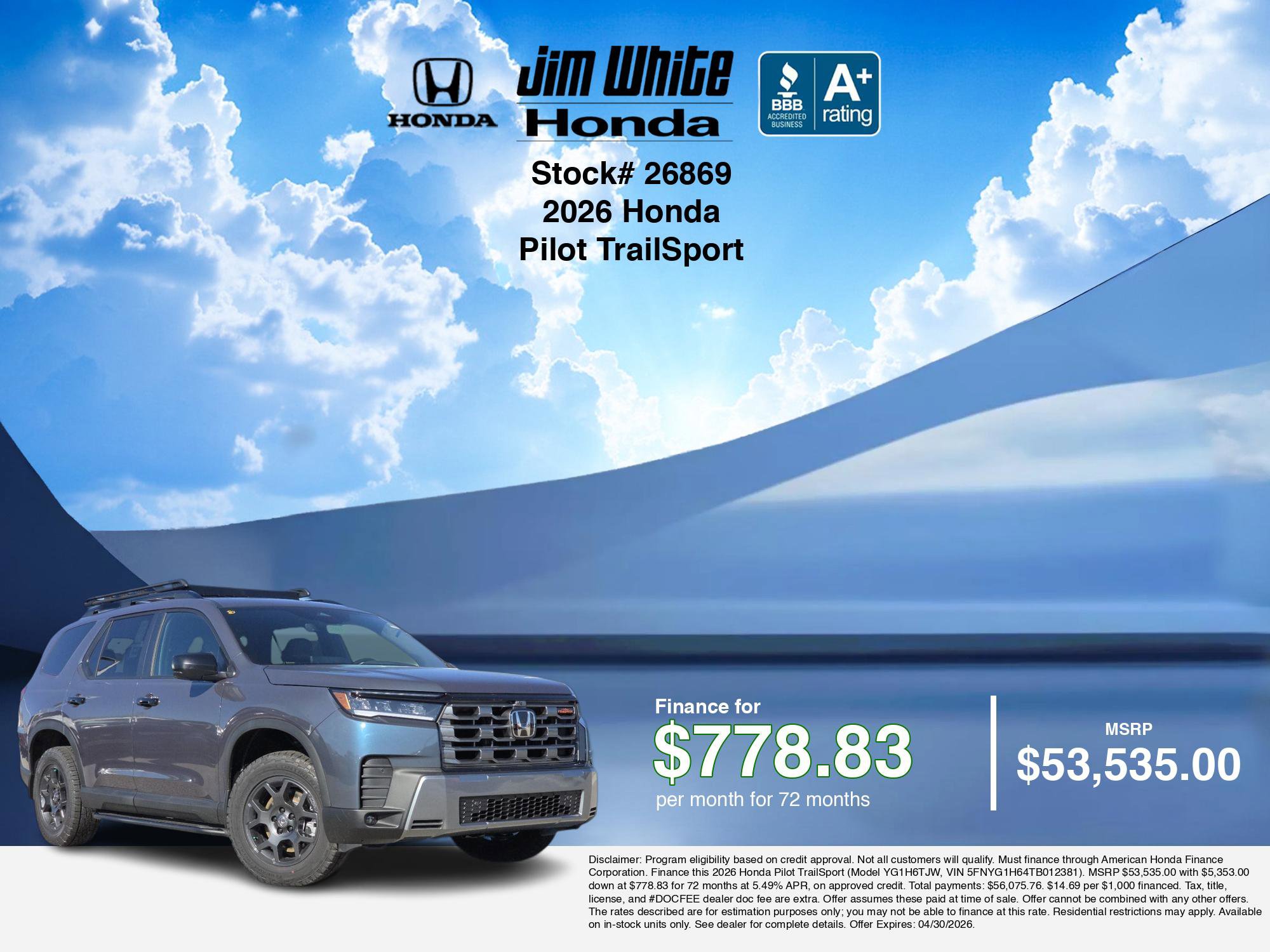 New 2026 Honda Pilot TrailSport image 7