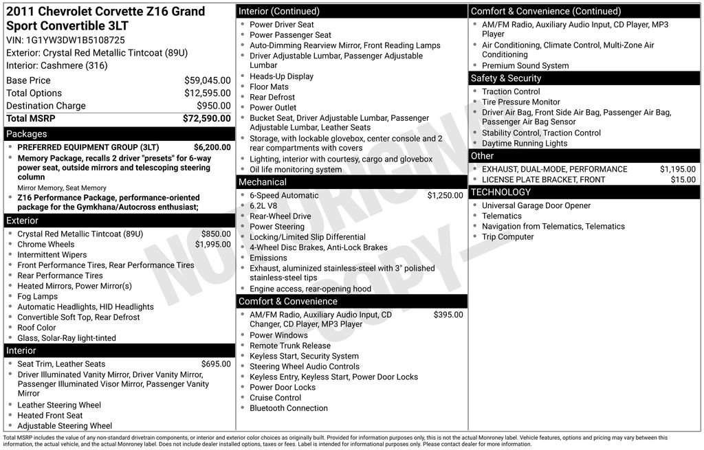 Used 2011 Chevrolet Corvette Grand Sport w/ Preferred Equipment Group image 3