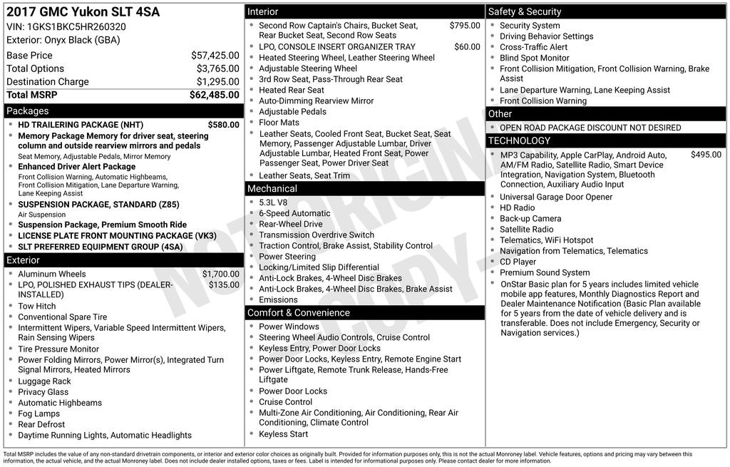 Used 2017 GMC Yukon SLT w/ HD Trailering Package RWD image 43