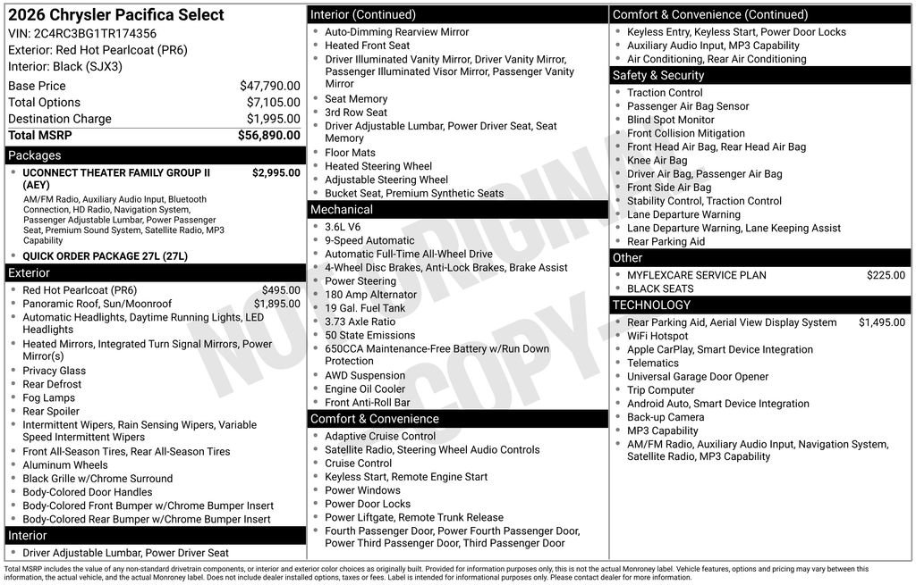 New 2026 Chrysler Pacifica Select AWD/4WD image 6