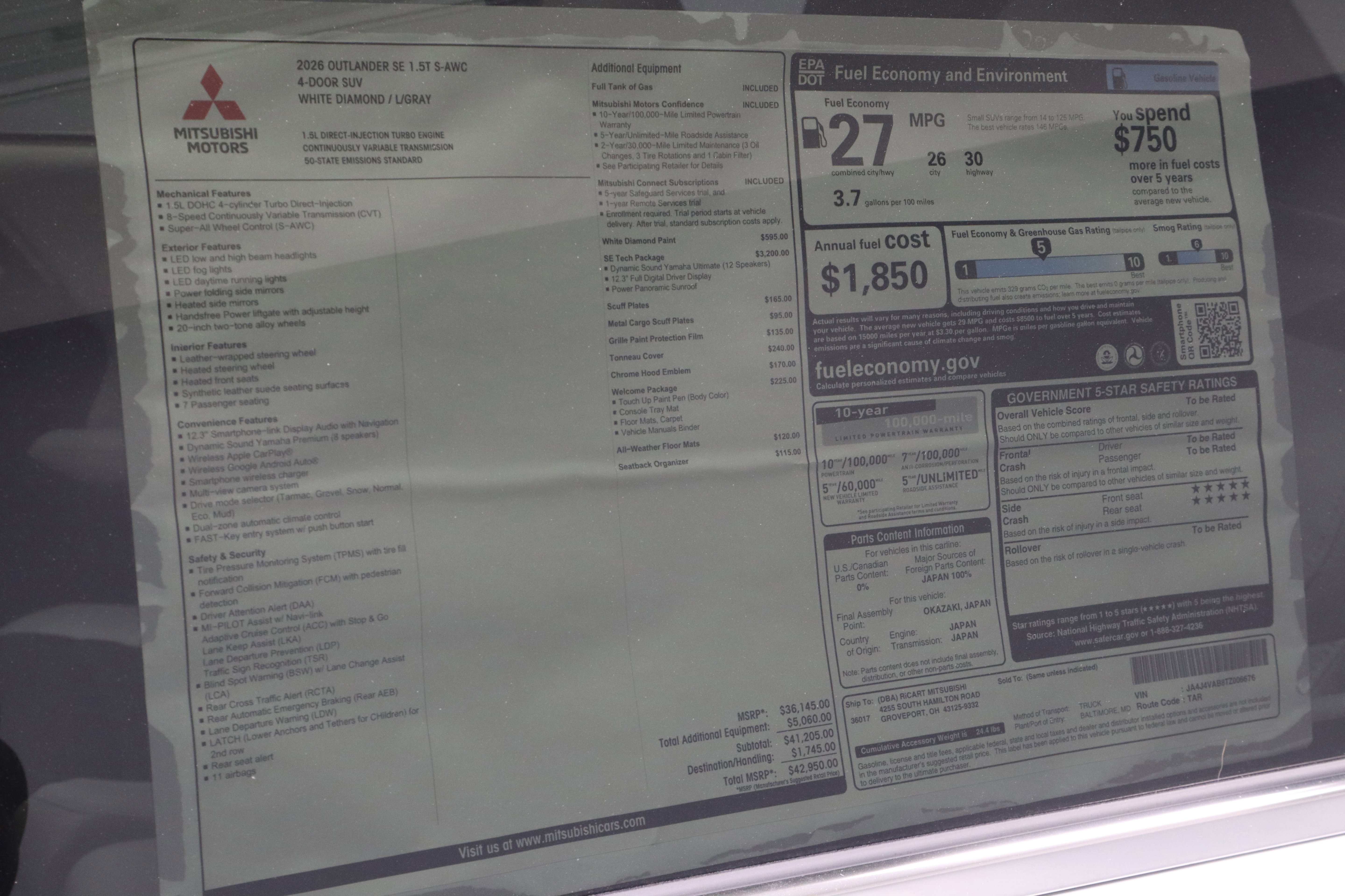 New 2026 Mitsubishi Outlander SE image 37