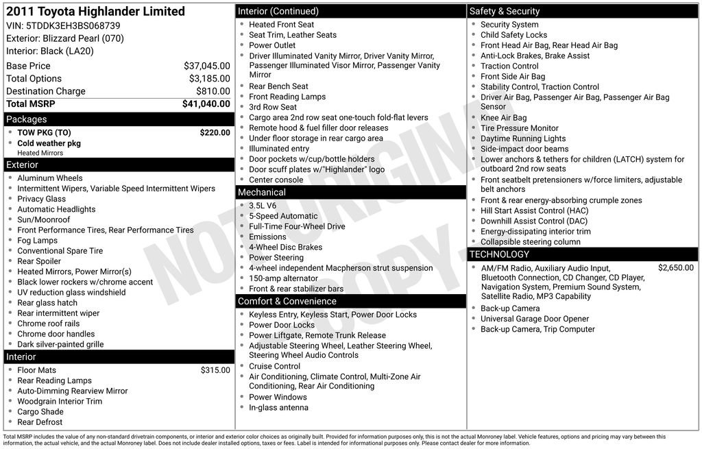 Used 2011 Toyota Highlander Limited w/ Tow Pkg AWD/4WD image 6