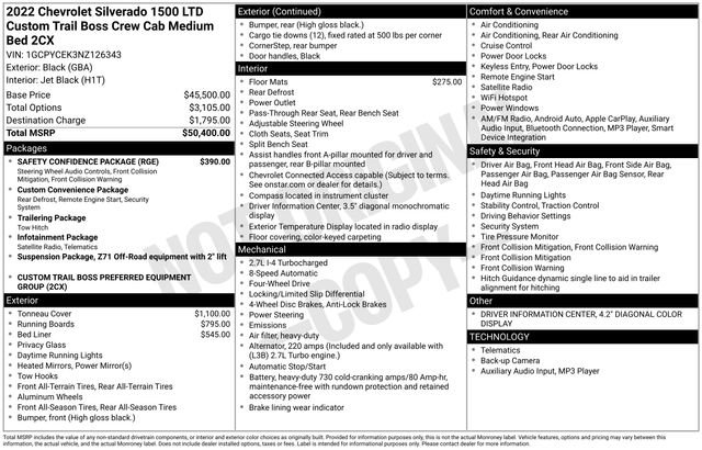 Used 2022 Chevrolet Silverado 1500 Custom Trail Boss w/ Safety Confidence Package AWD/4WD image 52