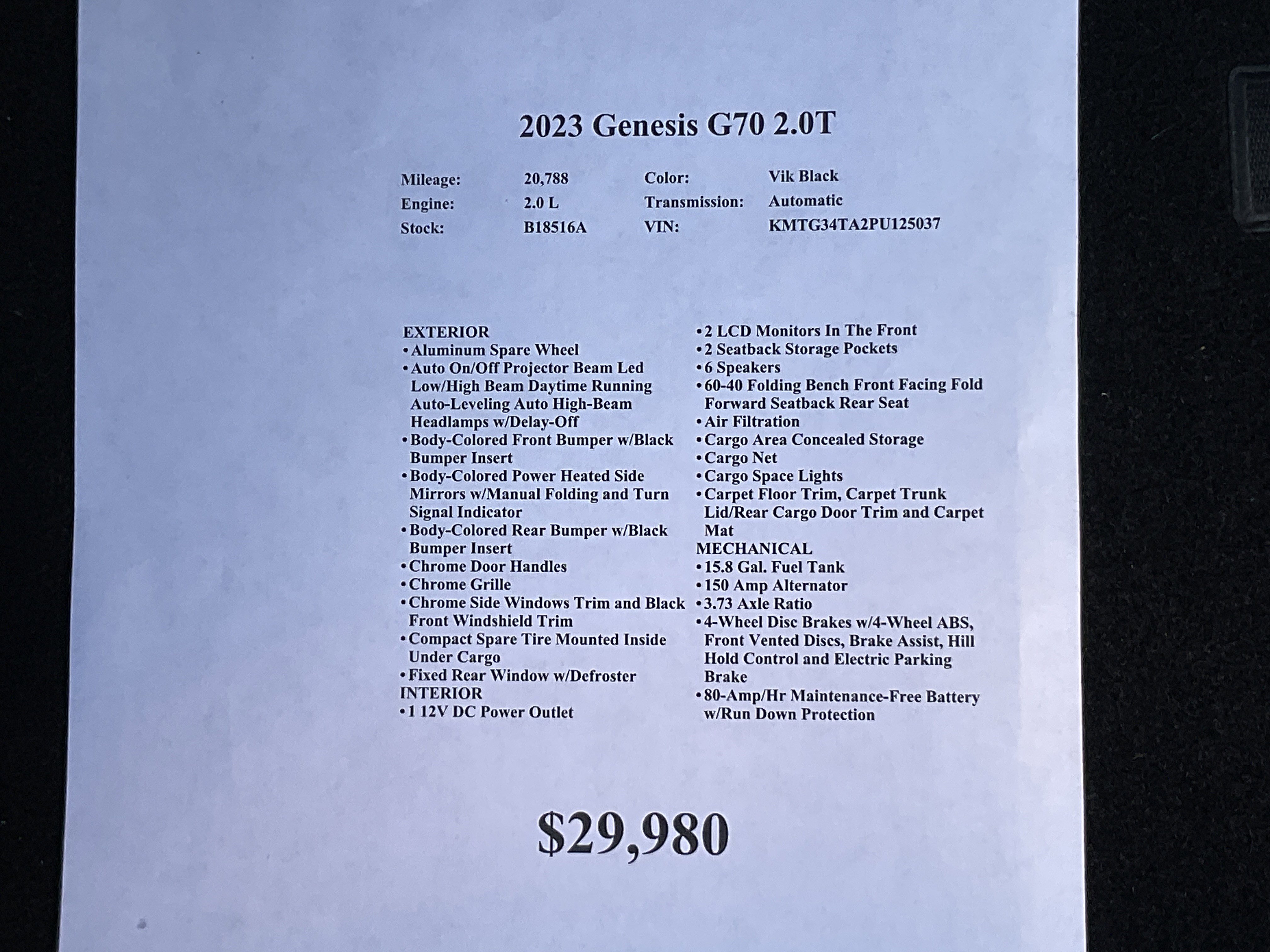 Used 2023 Genesis G70 2.0T image 33