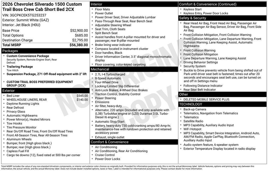 New 2026 Chevrolet Silverado 1500 Custom Trail Boss AWD/4WD image 35