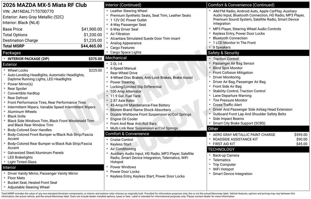 New 2026 MAZDA MX-5 Miata RF Club w/ Interior Package image 31