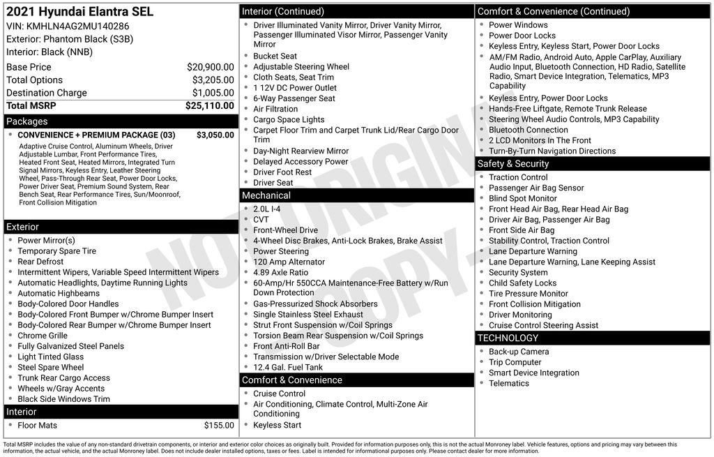 Used 2021 Hyundai Elantra SEL w/ Convenience + Premium Package FWD image 28
