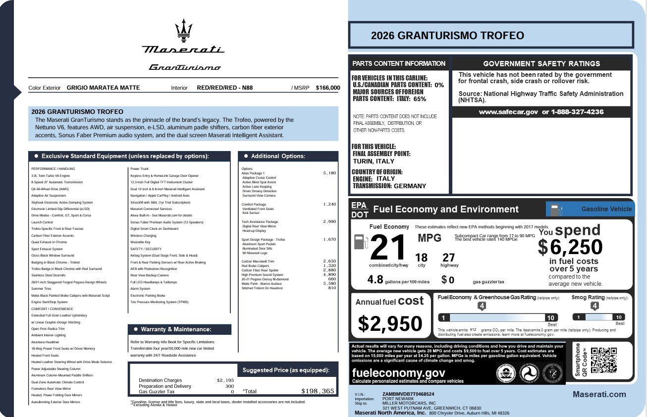 New 2026 Maserati GranTurismo Trofeo AWD/4WD image 23