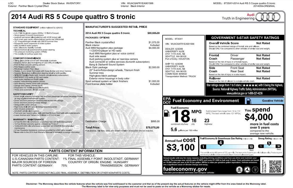 Used 2014 Audi RS 5 Coupe image 5