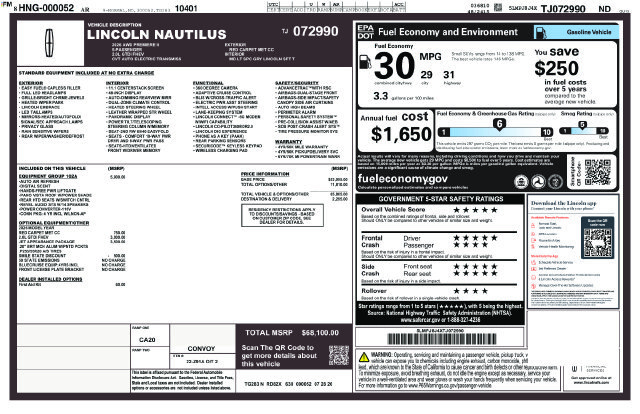 New 2026 Lincoln Nautilus Premier w/ Equipment Group 102A AWD/4WD image 28