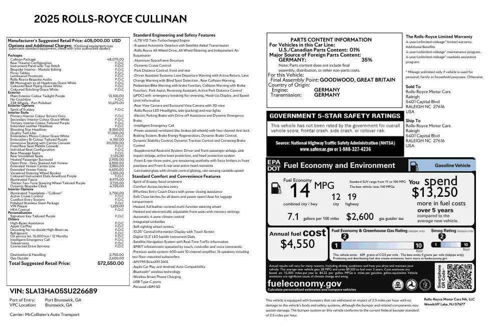 Certified 2025 Rolls-Royce Cullinan AWD/4WD image 26
