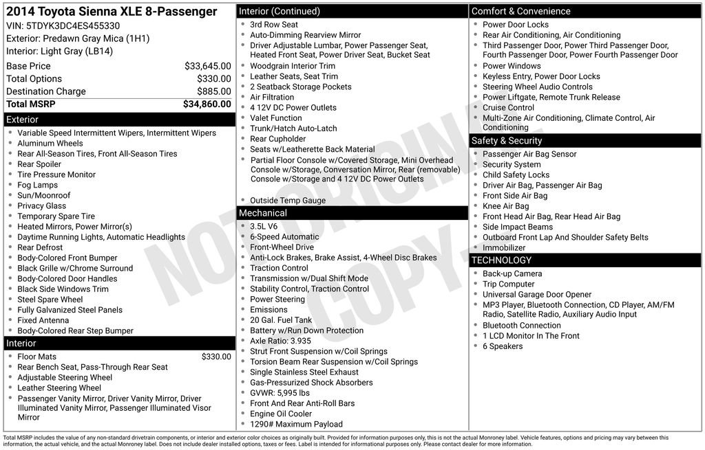 Used 2014 Toyota Sienna XLE FWD image 6