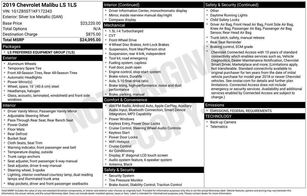 Used 2019 Chevrolet Malibu LS image 6