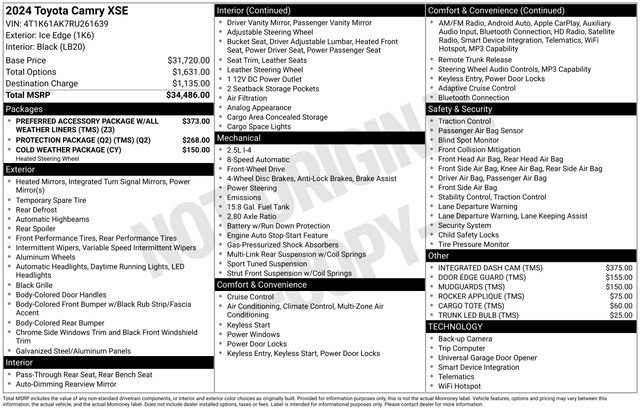 Certified 2024 Toyota Camry XSE FWD image 34