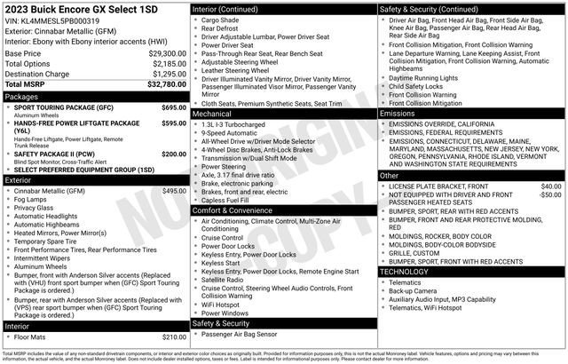 Certified 2023 Buick Encore GX Select w/ Sport Touring Package image 15