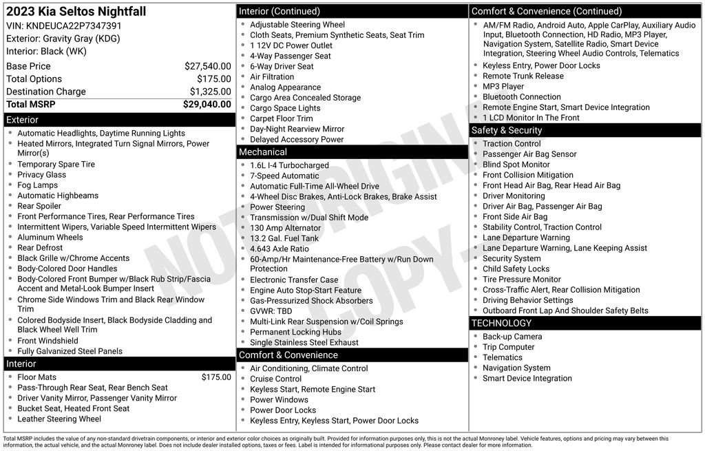 Used 2023 Kia Seltos Nightfall Edition image 6