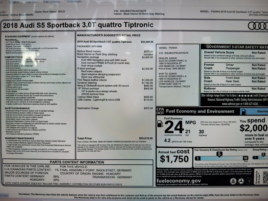 Used 2018 Audi S5 Premium Plus w/ Navigation Package image 23