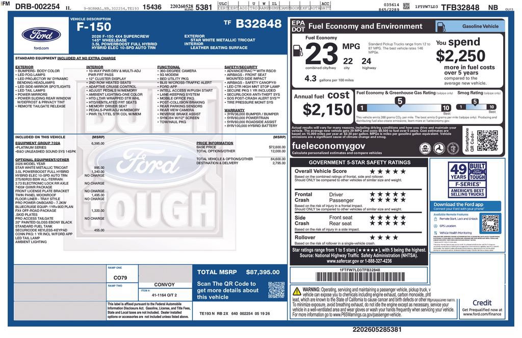 New 2026 Ford F150 Platinum w/ Equipment Group 702A High AWD/4WD image 12