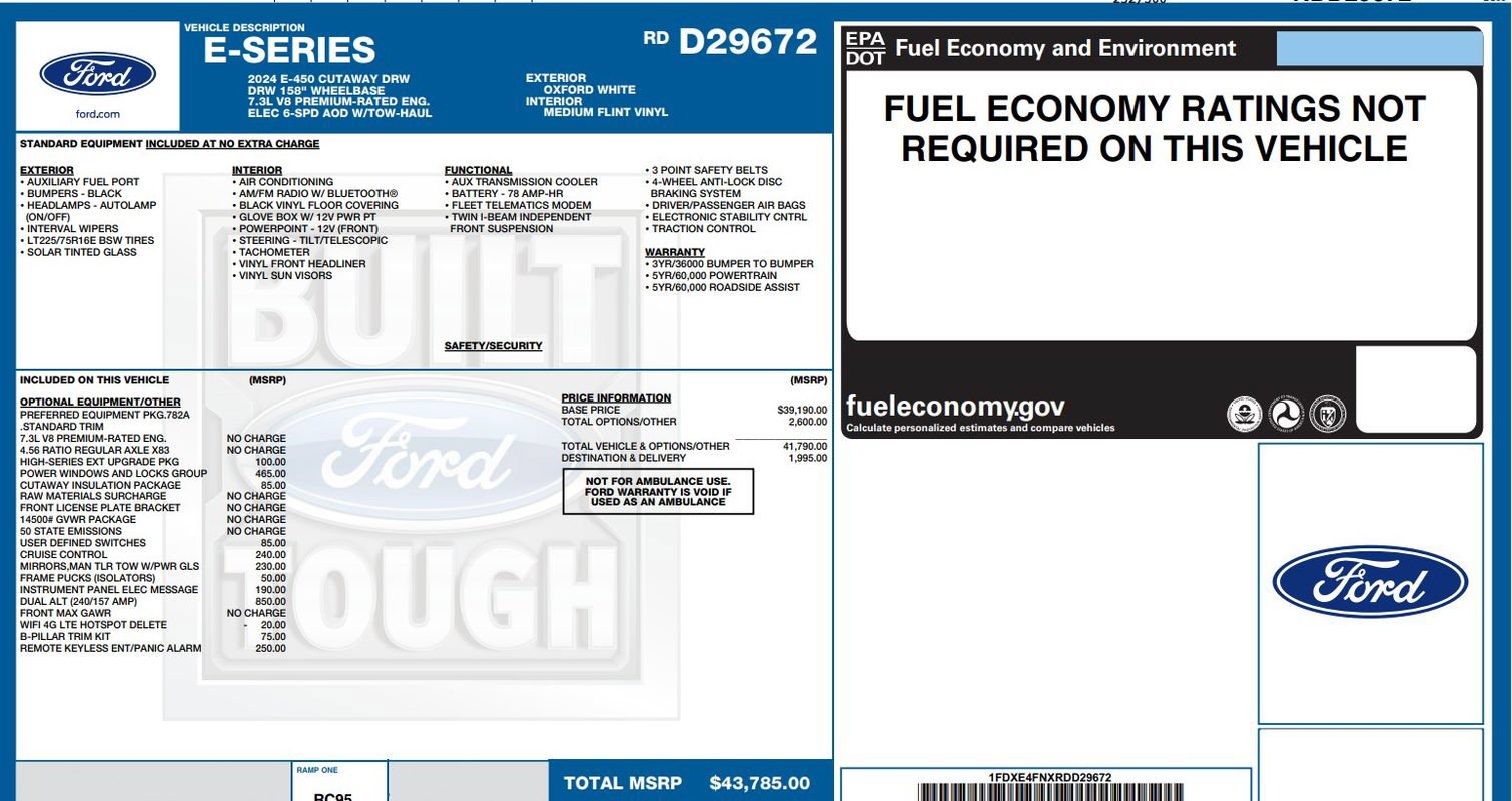 Used 2024 Ford E-450 and Econoline 450 Super Duty w/ Power Windows & Locks Group RWD image 9