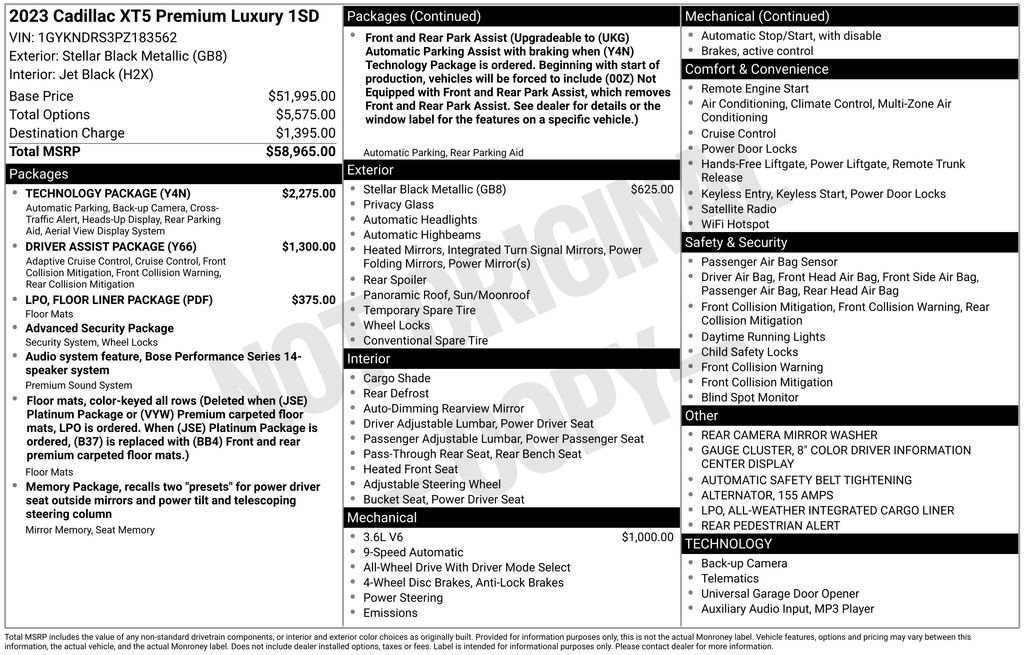 Certified 2023 Cadillac XT5 Premium Luxury w/ Technology Package image 53