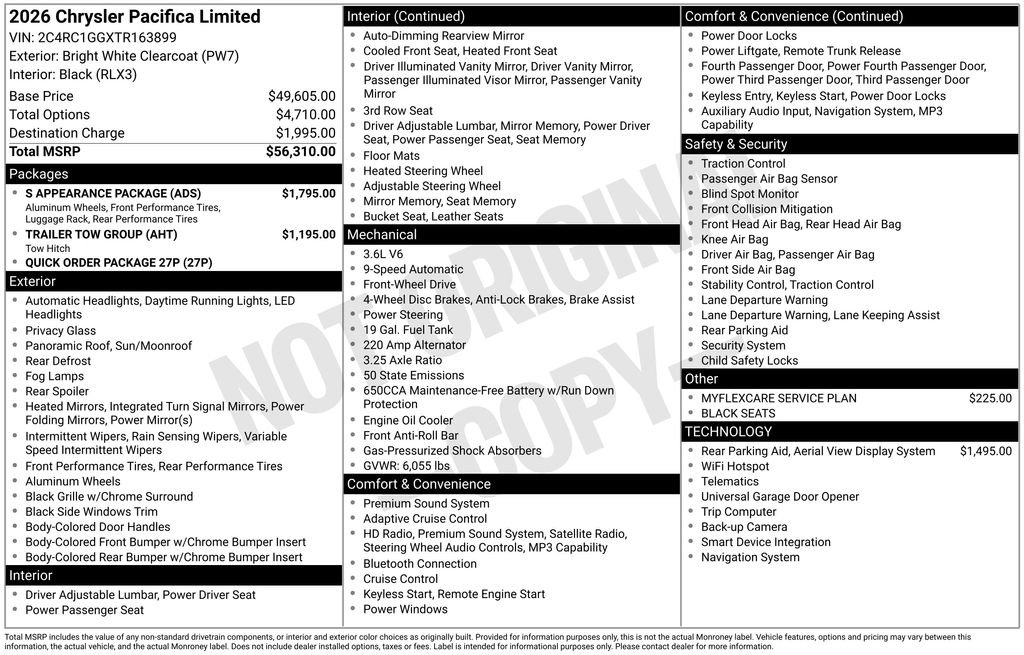 New 2026 Chrysler Pacifica Limited w/ S Appearance Package FWD image 34