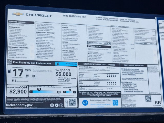 New 2026 Chevrolet Tahoe RST w/ Comfort Package AWD/4WD image 17