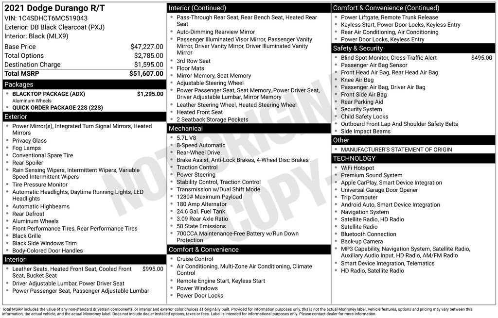 Used 2021 Dodge Durango R/T w/ Blacktop Package RWD image 2