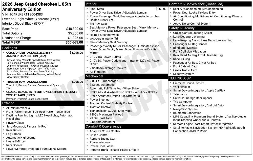 New 2026 Jeep Grand Cherokee L Limited AWD/4WD image 4