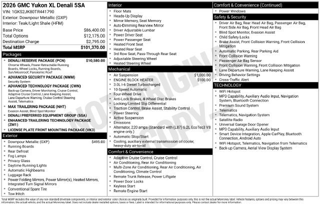 New 2026 GMC Yukon XL Denali w/ Denali Reserve Package AWD/4WD image 4