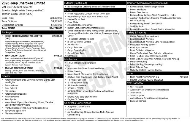New 2026 Jeep Cherokee Limited AWD/4WD image 34