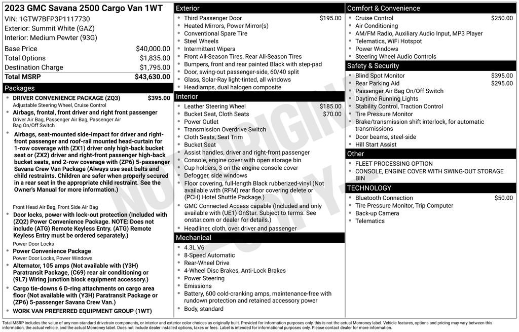 Used 2023 GMC Savana 2500 Work Van w/ Driver Convenience Package image 9