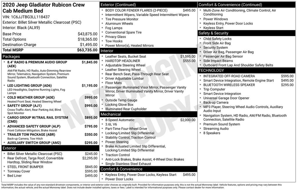 Certified 2020 Jeep Gladiator Rubicon AWD/4WD image 13