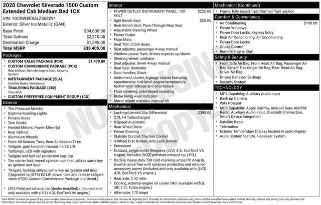 Used 2020 Chevrolet Silverado 1500 Custom w/ Custom Value Package RWD image 4
