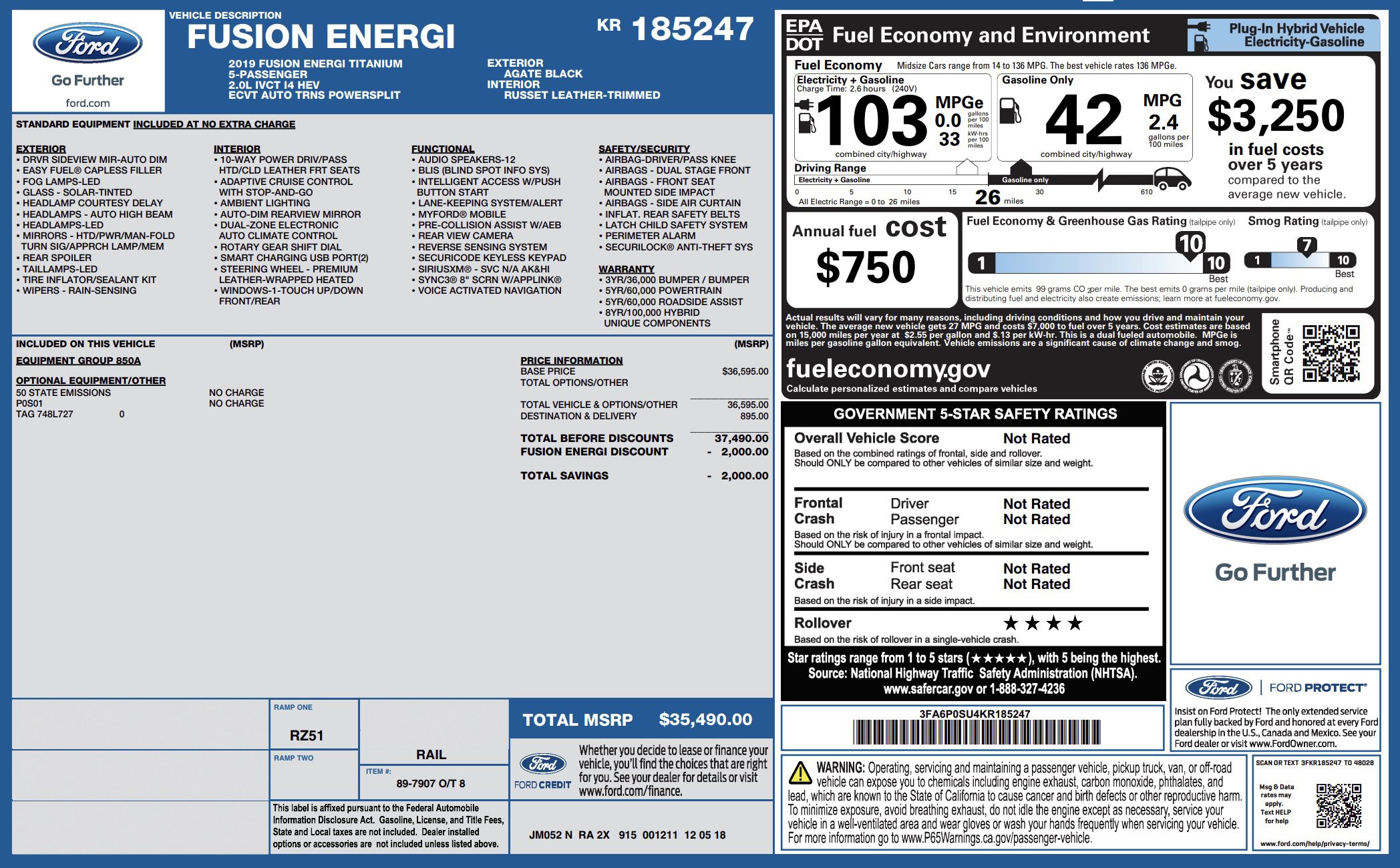 Used 2019 Ford Fusion Energi Titanium image 3