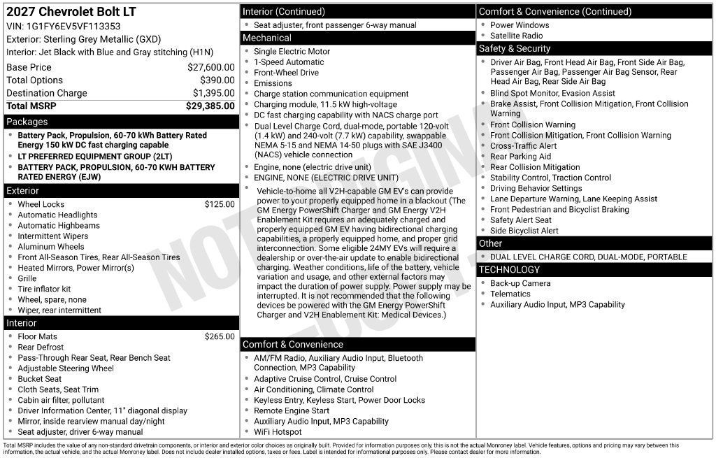 New 2027 Chevrolet Bolt LT FWD image 10