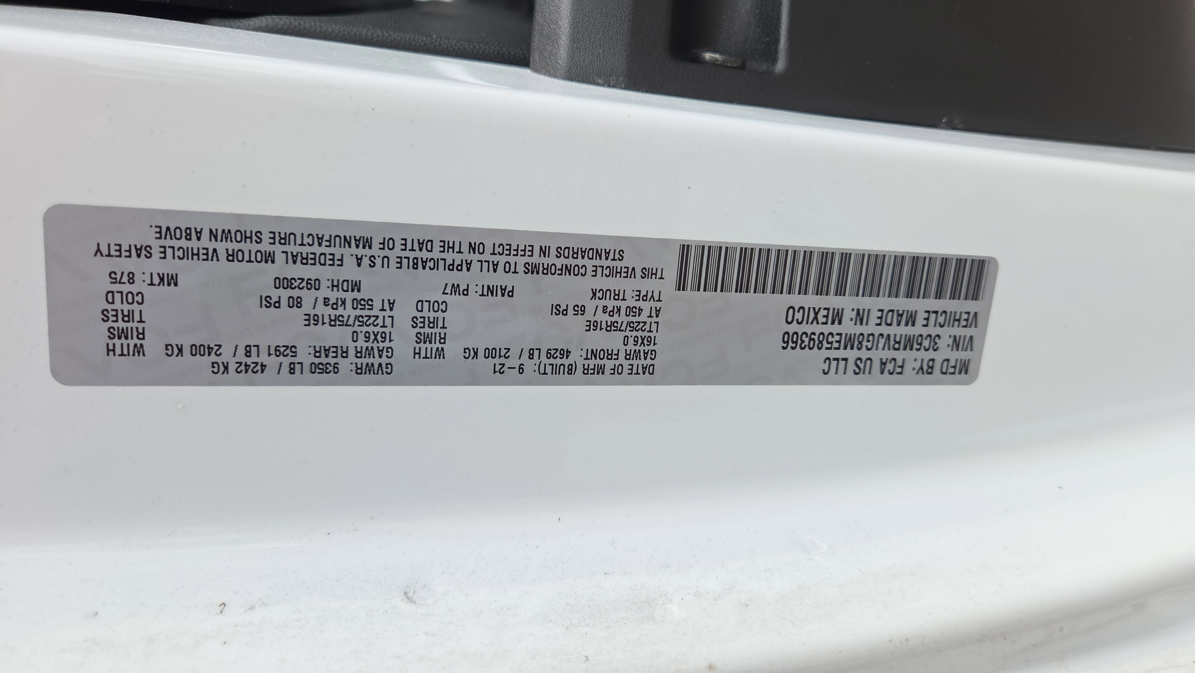 Used 2021 RAM ProMaster 3500 w/ Convenience Group FWD image 19