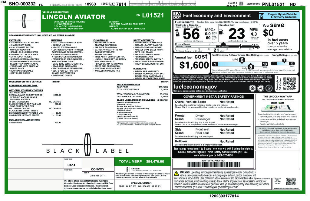 Certified 2023 Lincoln Aviator Black Label Grand Touring w/ Class IV Trailer Tow Package AWD/4WD image 31