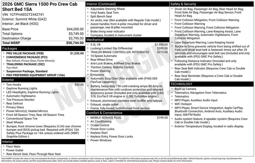 New 2026 GMC Sierra 1500 Pro w/ Pro Value Package RWD image 18
