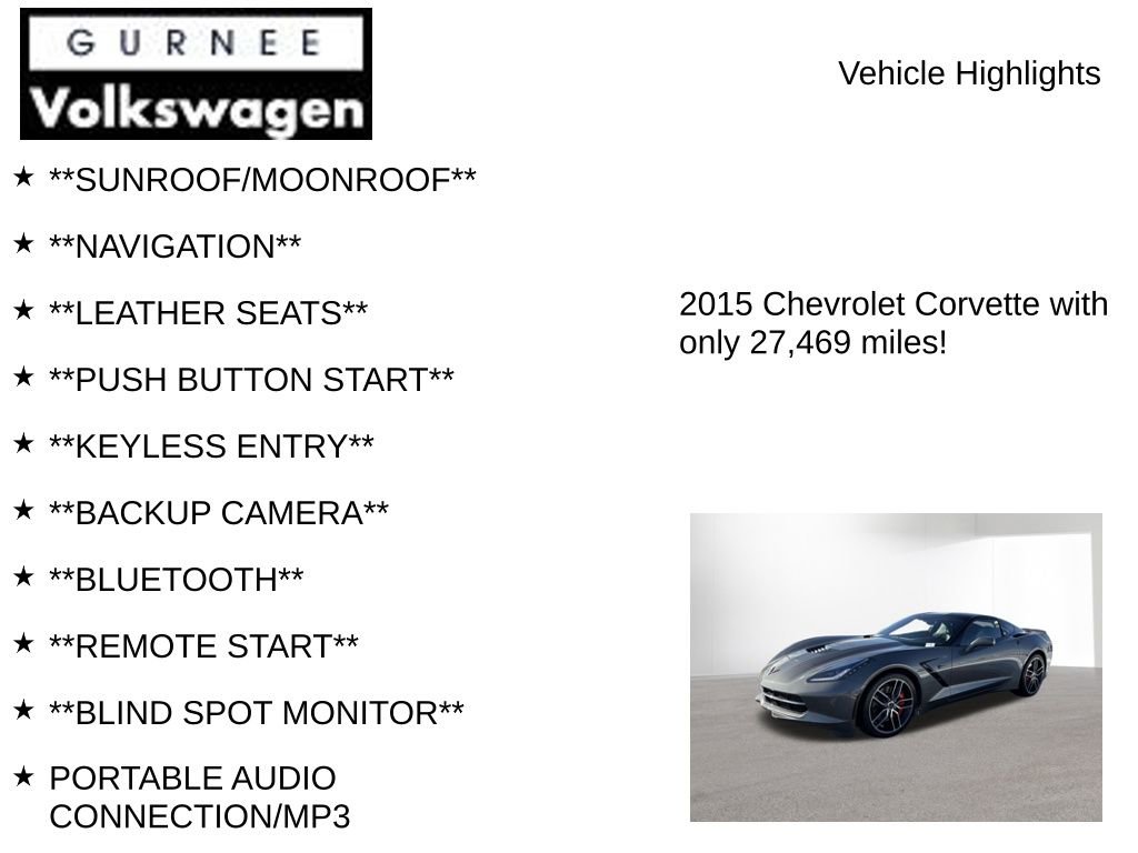 Used 2015 Chevrolet Corvette Stingray Coupe w/ Carbon Flash Badge Package image 8