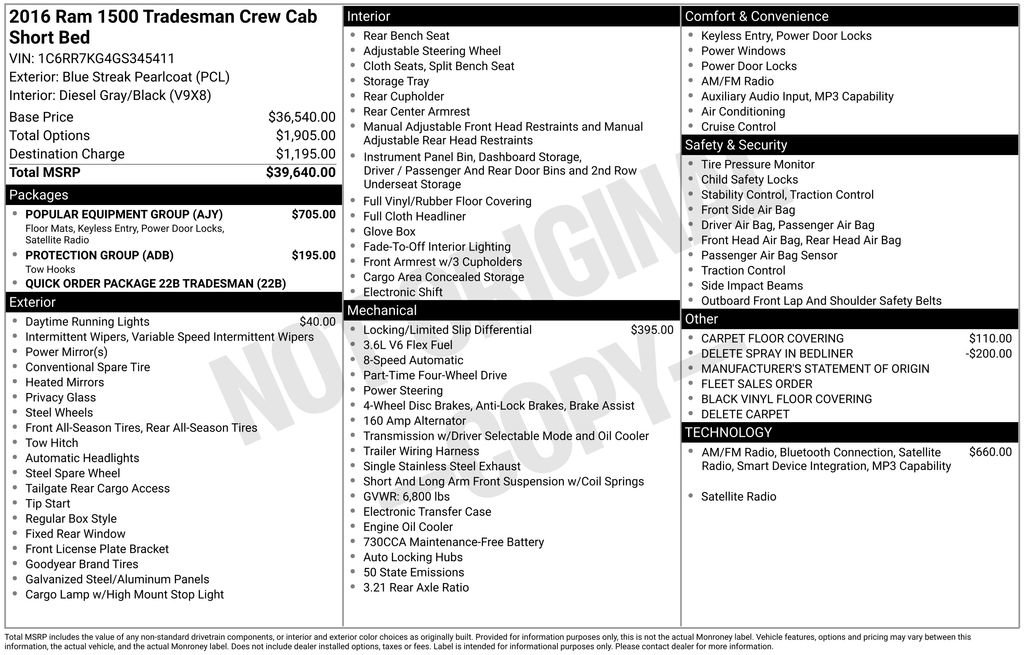 Used 2016 RAM 1500 Tradesman w/ Popular Equipment Group image 2