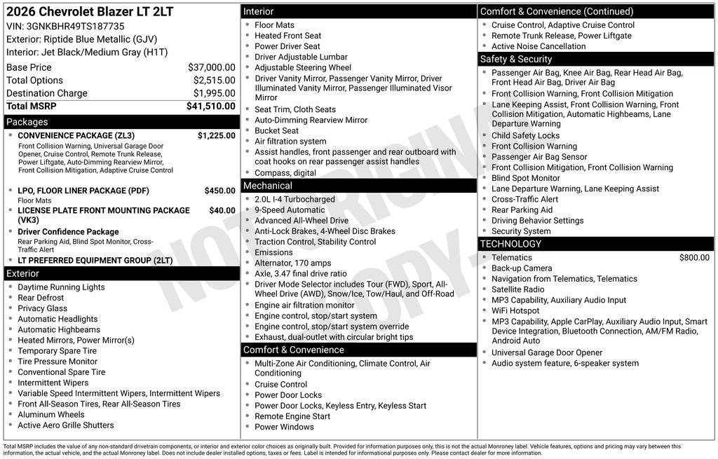 New 2026 Chevrolet Blazer LT w/ Convenience Package AWD/4WD image 6